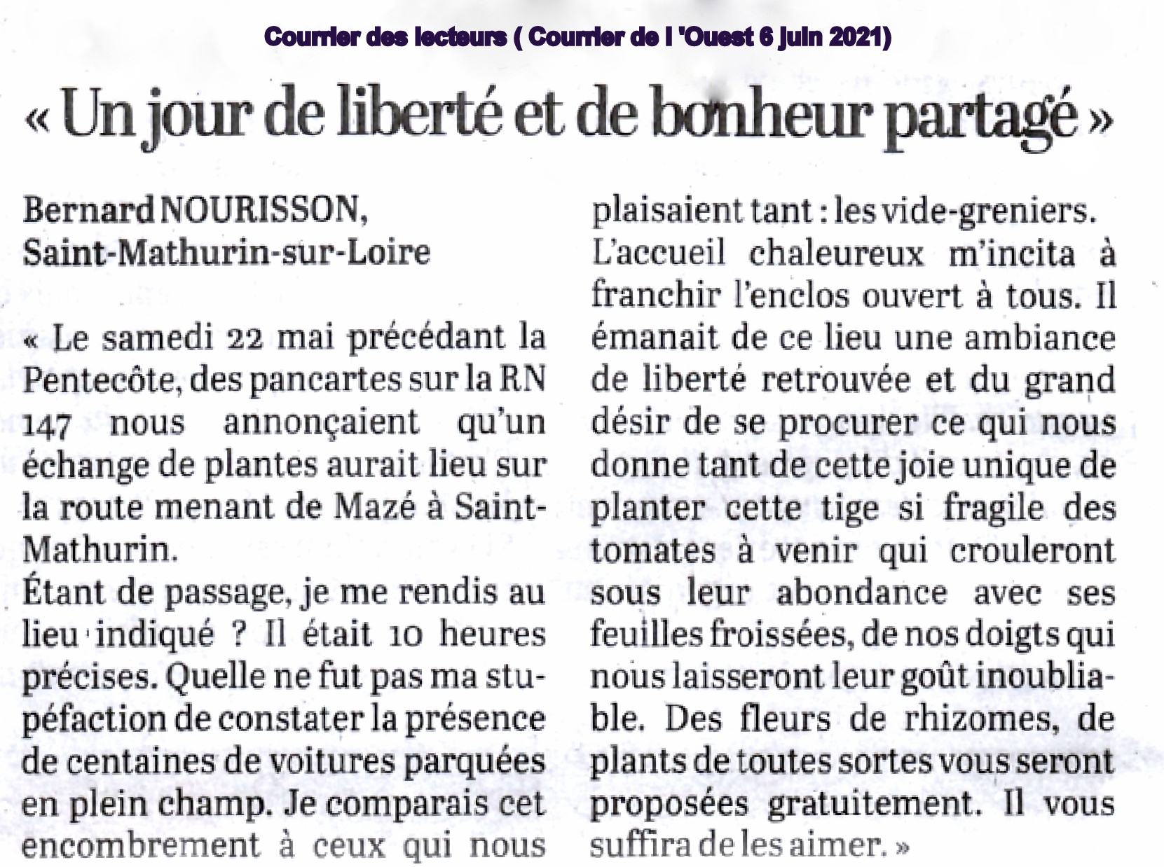 2021 TROC MAZE courrier lecteurs C O 6 JUIN 21 